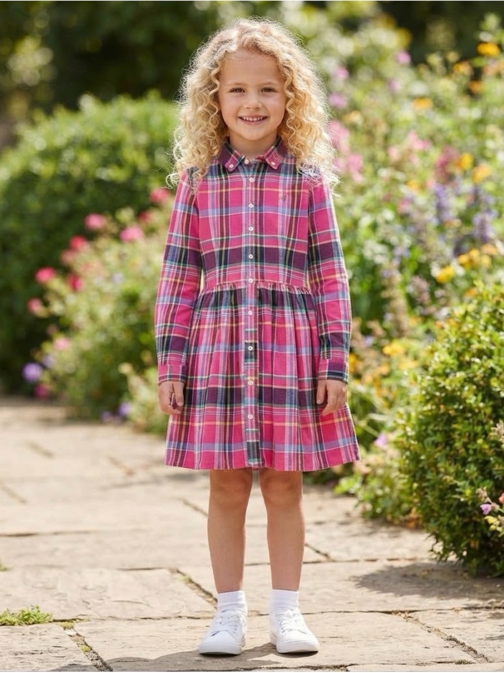 Polo by Ralph Lauren Pink Plaid Button-Front Girl's Dress
